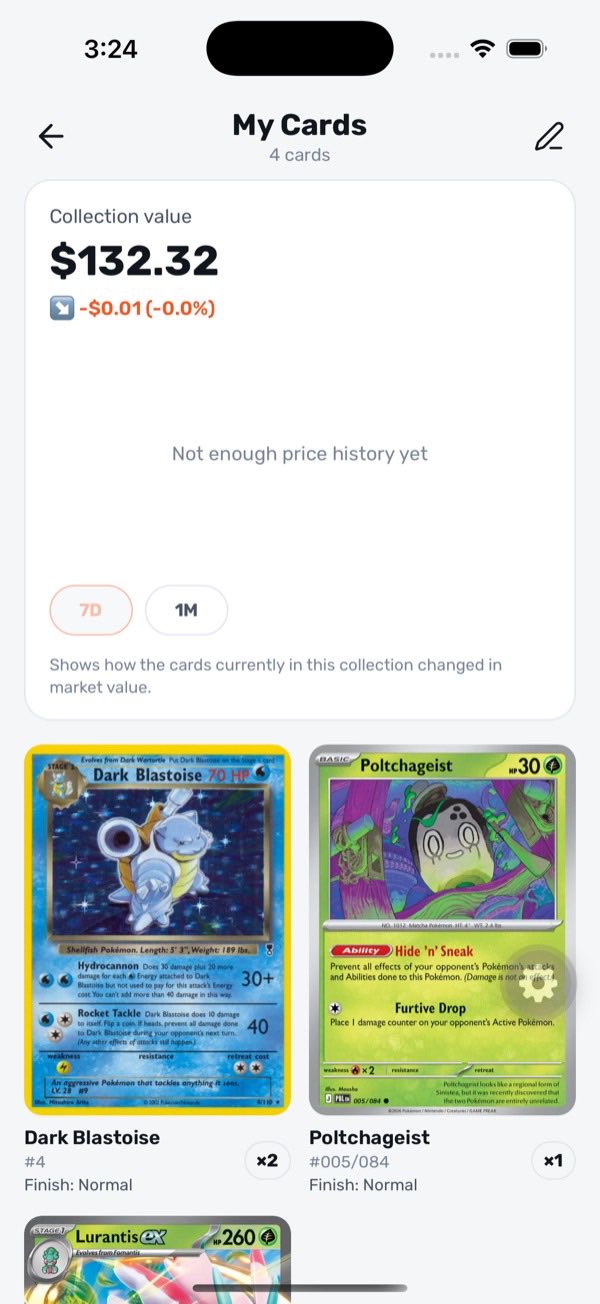 Current My Cards collection screen
